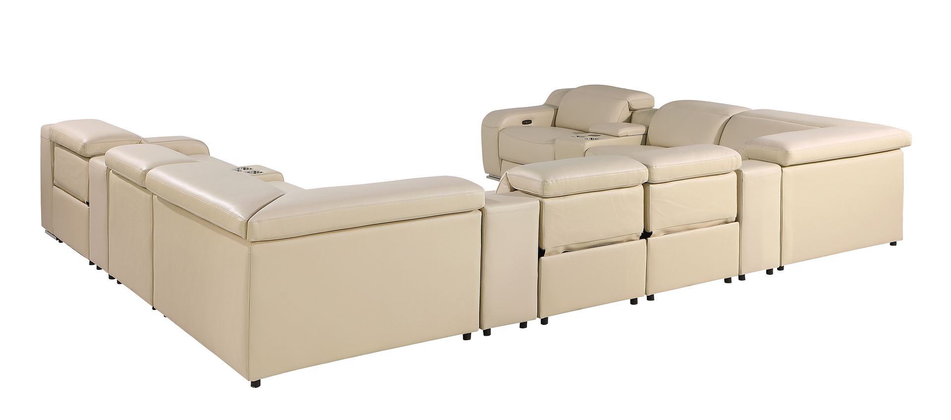 1116 Divanitalia 12-Piece U-Shaped Sectional Sofa in Top Grain Italian Leather with 4 Power Recliners & Power Headrests