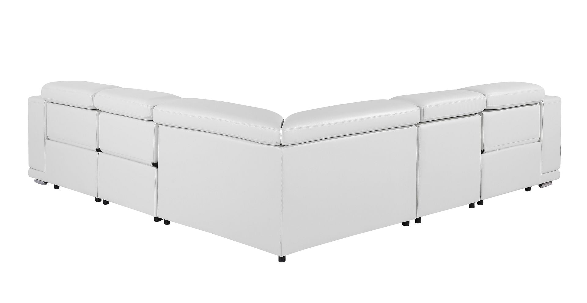 9762 Divanitalia 5-Piece L-Shaped Top Grain Italian Leather Sectional Sofa with 3 Power Recliners