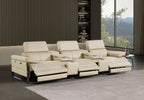 1246 Divanitalia Modular Power Triple Reclining Dual Console Sofa with Power Reclining Headrests - Top Grain Italian Leather - Beige - SKU 1246-BEIGE-5.3-HT - view 2