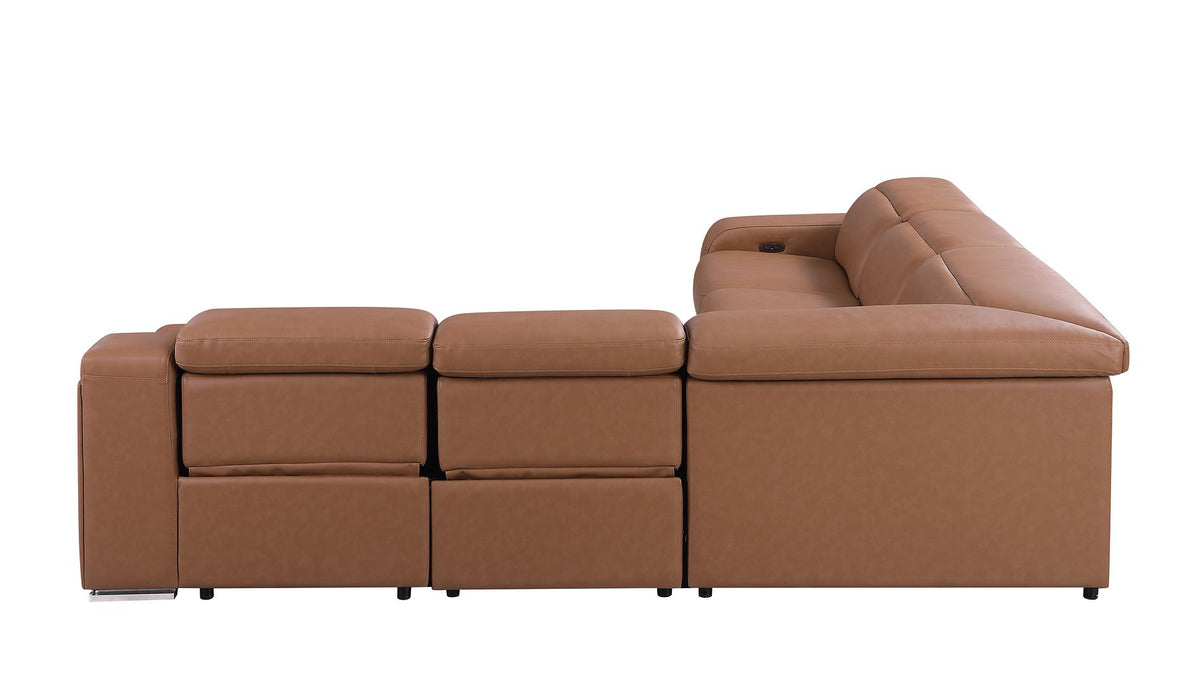 1116 Divanitalia 5-Piece L-Shaped Sectional Sofa in Top Grain Italian Leather with 3 Power Recliners & Power Headrests - Cognac - SKU 1116-COGNAC-5PC-3PWR-SECTIONAL- GROUP - view 7
