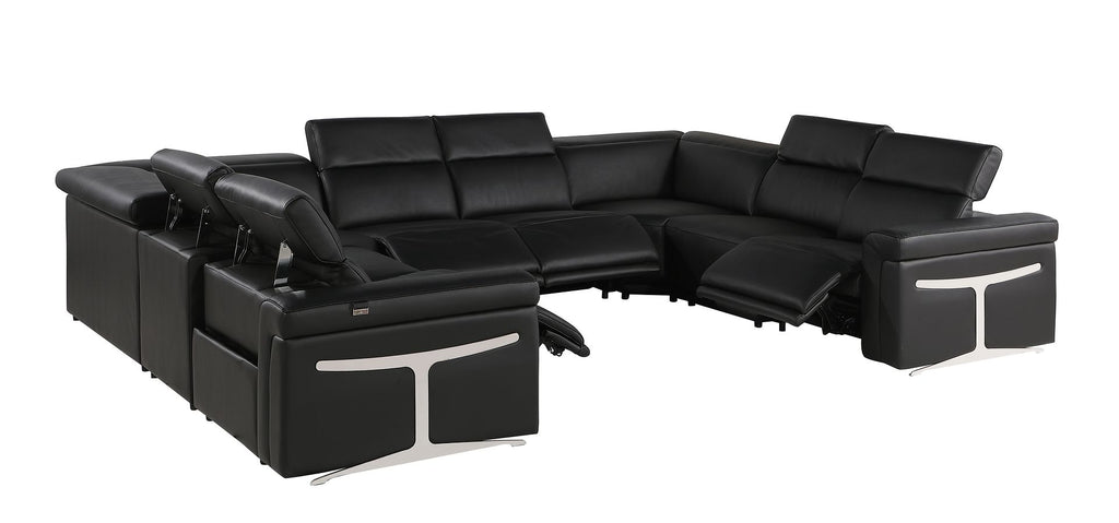 1126 Divanitalia 8-Piece U-Shaped Sectional Sofa in Top Grain Italian Leather with 4 Power Recliners & Power Headrests