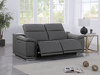 9762 Divanitalia 2-Piece Modular Power Reclining Console with 2 Power Recliners in Top Grain Italian Leather