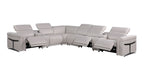 1126 Divanitalia 8-Piece L-Shaped Sectional Sofa in Top Grain Italian Leather with 3 Power Recliners & Power Headrests - Light Grey - SKU 1126-LT-GREY-SEC-8PC-3PWR-SECTIONAL-GROUP - view 3