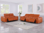9762 Divanitalia 5-Piece Modular Power Reclining Sofa and Loveseat Set with 5 Power Recliners in Top Grain Italian Leather - Camel - SKU 9762-CAMEL-5.4-HT-2PC - view 2