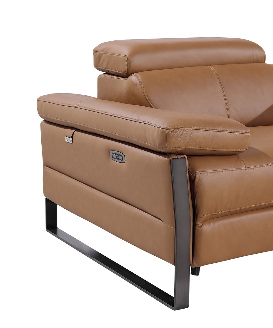 1246 Divanitalia 8-Piece U-Shaped Modular Power Reclining Sectional Sofa with 4 Power Recliners and Power Headrests - Top Grain Italian Leather