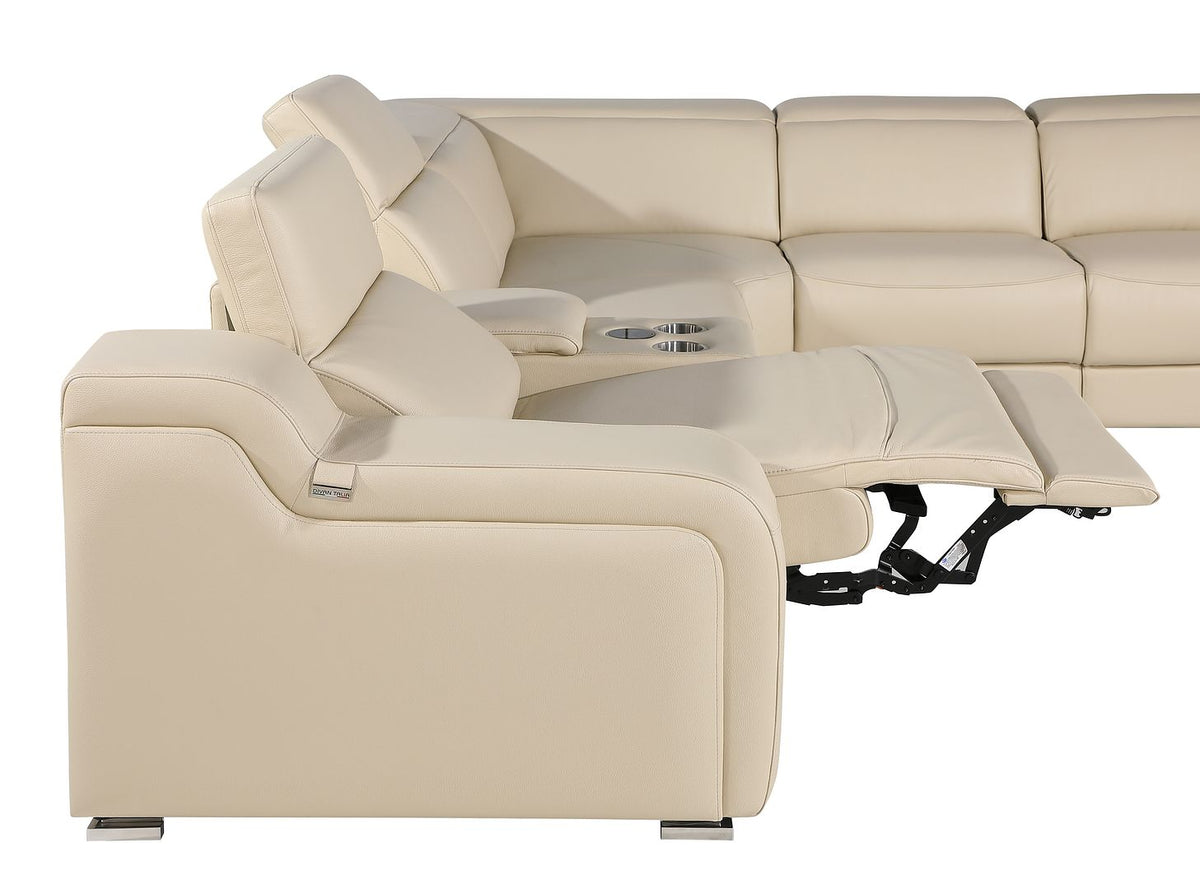 1116 Divanitalia 8-Piece U-Shaped Sectional Sofa in Top Grain Italian Leather with 4 Power Recliners & Power Headrests - Beige - SKU 1116-BEIGE-8PC-4PWR-U-SECTIONAL-GROUP - view 9