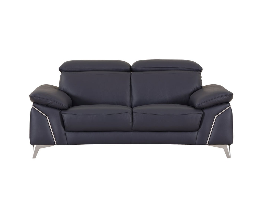 727 Divanitalia 3-Piece Sofa Set with Adjustable Headrest in Top-grain Italian Leather - Navy - SKU 727- NAVY 3PC (S/L/CH) - GROUP - view 5