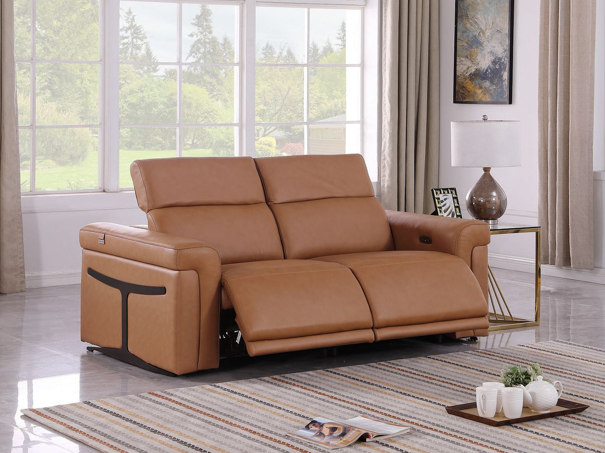 1126 Divanitalia 2-Piece Modular Power Reclining Loveseat in Top Grain Italian Leather with 2 Power Recliners & Power Headrests - Cognac - SKU 1126-COGNAC-2.2-HT - view 2