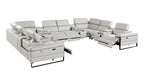 1246 Divanitalia 12-Piece U-Shaped Modular Power Reclining Sectional Sofa with 4 Power Recliners and Power Headrests - Top Grain Italian Leather - Light Grey - SKU 1246-LT-GREY-12PC-4PWR-U-SECTIONAL - view 3
