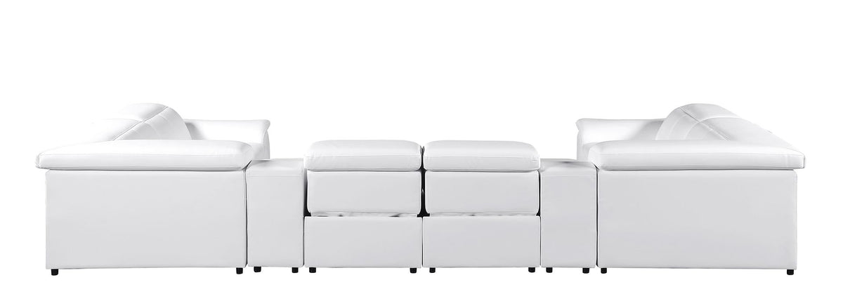 9762 Divanitalia 8-Piece U-Shaped Top Grain Italian Leather Sectional Sofa with 4 Power Recliners - White - SKU 9762-WHITE-8PC-4PWR-U-SECTIONAL-GROUP - view 6