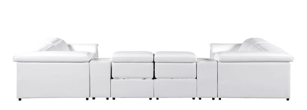 9762 Divanitalia 8-Piece U-Shaped Top Grain Italian Leather Sectional Sofa with 4 Power Recliners