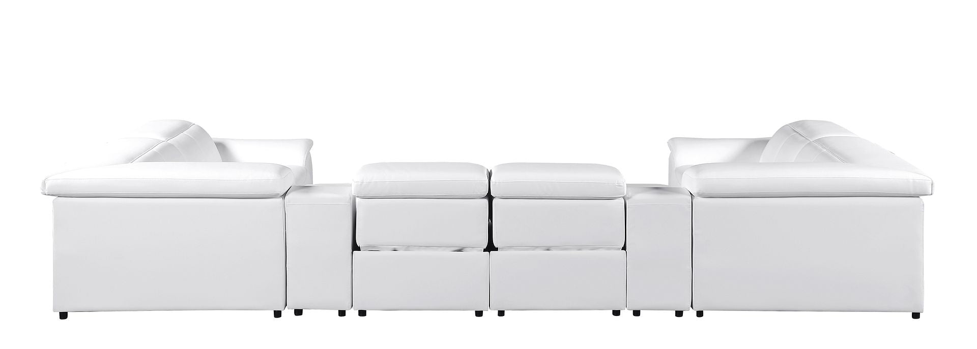 9762 Divanitalia 8-Piece U-Shaped Top Grain Italian Leather Sectional Sofa with 4 Power Recliners