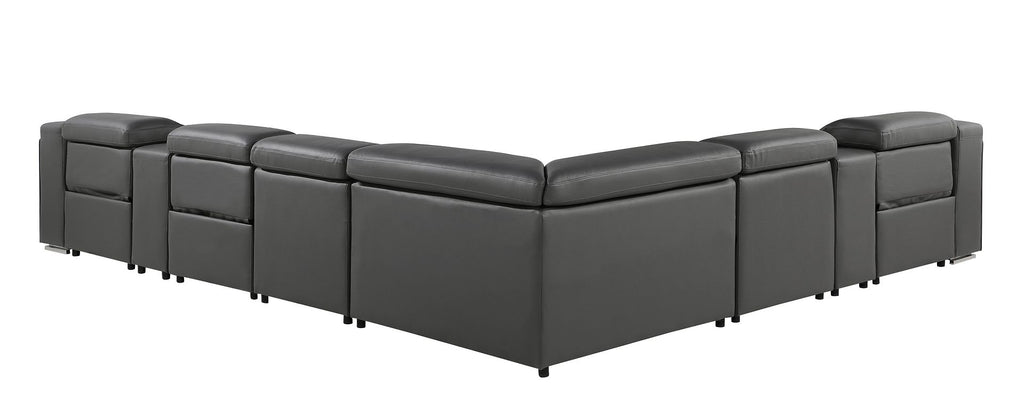 1116 Divanitalia 8-Piece L-Shaped Sectional Sofa in Top Grain Italian Leather with 3 Power Recliners & Power Headrests - Dark Grey - SKU 1116-DK-GREY-8PC-3PWR-SECTIONAL- GROUP - view 5
