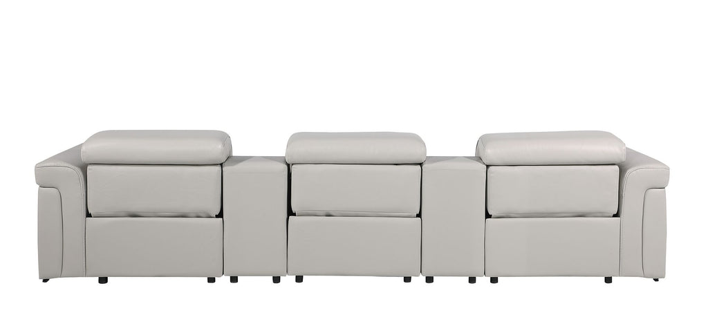 1126 Divanitalia 5-Piece Modular Power Reclining Sofa in Top Grain Italian Leather with 3 Power Recliners & Power Headrests
