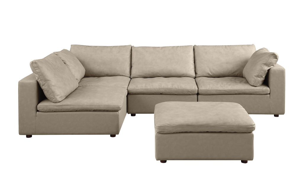 1100 Divanitalia 5-Piece Left Arm Facing 3-Seat Sectional Sofa - Top-grain Italian Leather