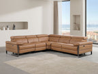 1246 Divanitalia 5-Piece L-Shaped Modular Power Reclining Sectional Sofa with Power Headrests - Top Grain Italian Leather - Cognac