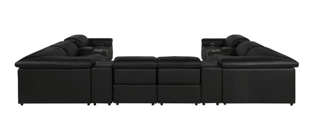 1126 Divanitalia 12-Piece U-Shaped Sectional Sofa in Top Grain Italian Leather with 4 Power Recliners & Power Headrests - Black - SKU 1126-BLACK-12PC-4PWR-U-SECTIONAL-GROUP - view 7