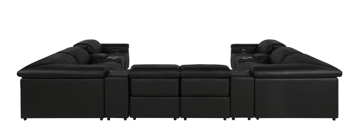 1126 Divanitalia 12-Piece U-Shaped Sectional Sofa in Top Grain Italian Leather with 4 Power Recliners & Power Headrests - Black - SKU 1126-BLACK-12PC-4PWR-U-SECTIONAL-GROUP - view 7