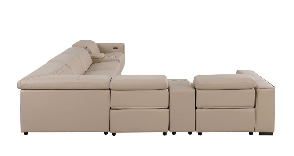 1208 8 Piece L-Shaped Leather Sectional Sofa with 4 Power Recliners & Power Headrests