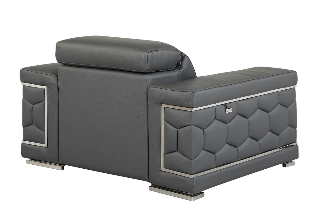 692 Divanitalia Chair with Adjustable Headrest in Top-grain Italian Leather - Dark Grey - SKU 692-CH-DARK GRAY - view 3