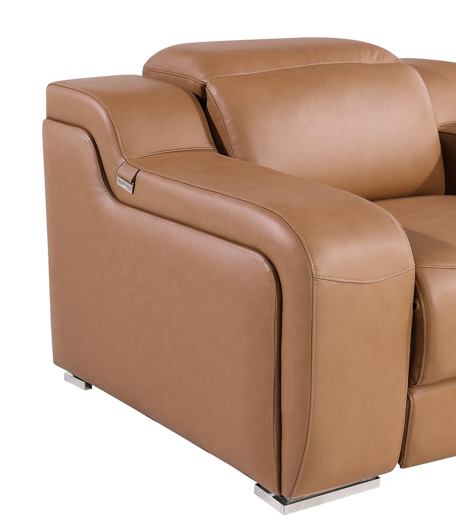 1116 Divanitalia Top Grain Italian Leather Power Reclining Chair with Power Headrests - Cognac - SKU 1116-COGNAC-CH - view 9