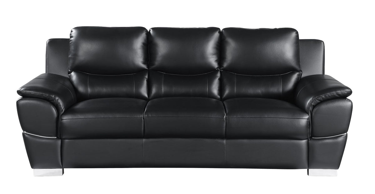 4572 Modern Genuine Leather Sofa - Black - SKU 4572-S-BLACK
