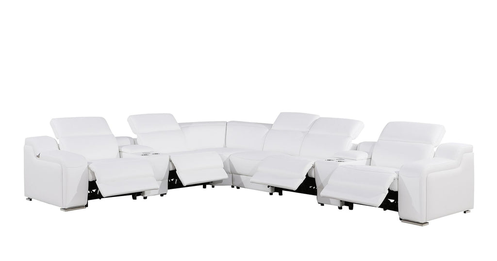 1116 Divanitalia 8-Piece L-Shaped Sectional Sofa in Top Grain Italian Leather with 4 Power Recliners & Power Headrests - White - SKU 1116-WHITE-8PC-4PWR-SECTIONAL - GROUP - view 3