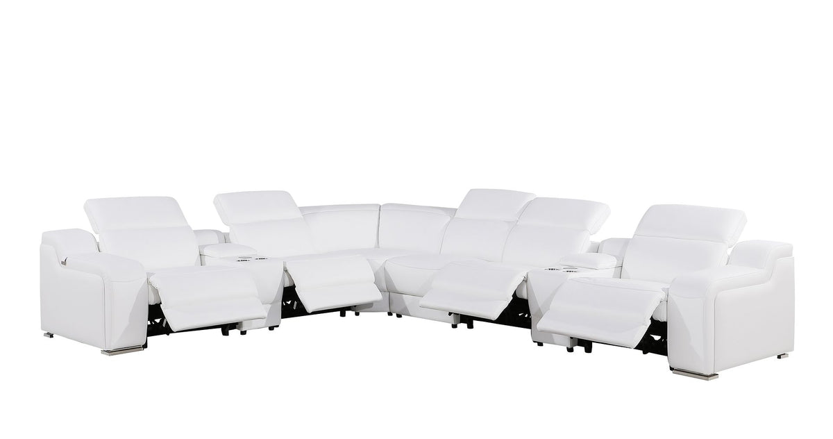 1116 Divanitalia 8-Piece L-Shaped Sectional Sofa in Top Grain Italian Leather with 4 Power Recliners & Power Headrests - White - SKU 1116-WHITE-8PC-4PWR-SECTIONAL - GROUP - view 3
