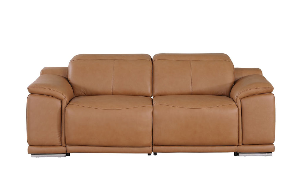 9762 Divanitalia 2-Piece Modular Power Reclining Console with 2 Power Recliners in Top Grain Italian Leather