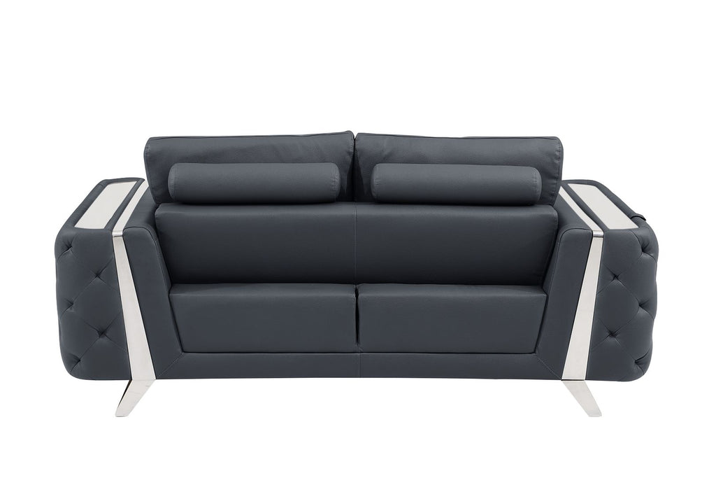 1050 Divanitalia 2-Piece Sofa Set in Top-grain Italian Leather - Dark Grey - SKU 1050-DK-GRAY-3PC - view 10