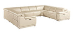 9762 Divanitalia 8-Piece U-Shaped Top Grain Italian Leather Sectional Sofa with 4 Power Recliners