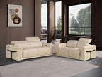 1126 Divanitalia Power Reclining Sofa and Loveseat Set in Top Grain Italian Leather with 4 Power Recliners & Power Headrests - Beige - SKU 1126-BEIGE-2PC - view 2