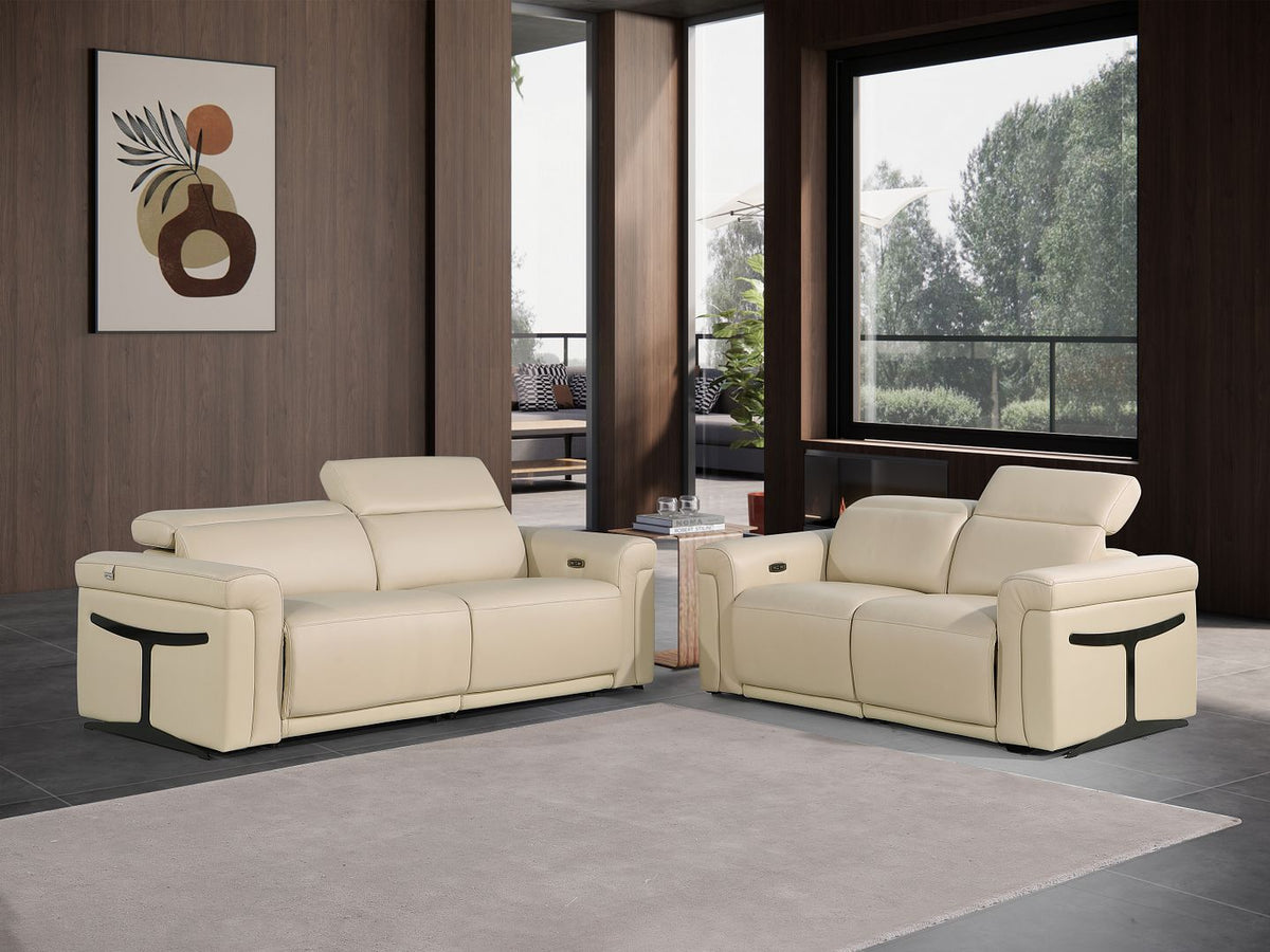 1126 Divanitalia Power Reclining Sofa and Loveseat Set in Top Grain Italian Leather with 4 Power Recliners & Power Headrests - Beige - SKU 1126-BEIGE-2PC - view 2