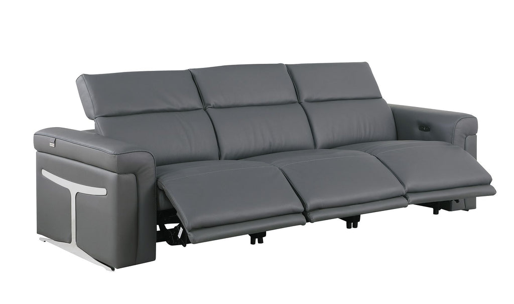 1126 Divanitalia 6-Piece Modular Power Reclining Sofa, Loveseat & Chair Set in Top Grain Italian Leather with 6 Power Recliners & Power Headrests - Dark Grey - SKU 1126-DK_GREY-6.6-HT-3PC - view 7