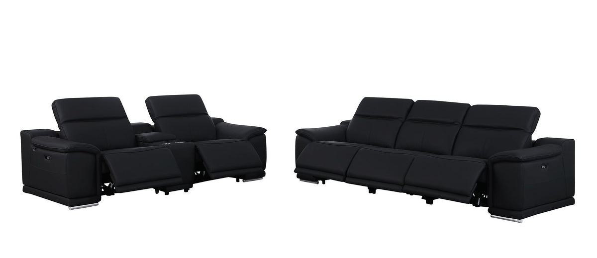 9762 Divanitalia 6-Piece Modular Power Reclining Sofa and Console Loveseat Set with 5 Power Recliners in Top Grain Italian Leather - Black - SKU 9762-BLACK-6.5-HT - view 4