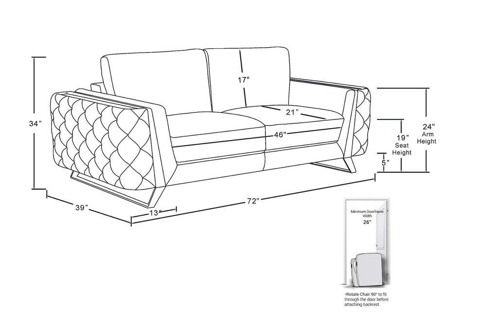 1050 Divanitalia Loveseat in Top-grain Italian Leather - White - SKU 1050-WHITE-L - view 11