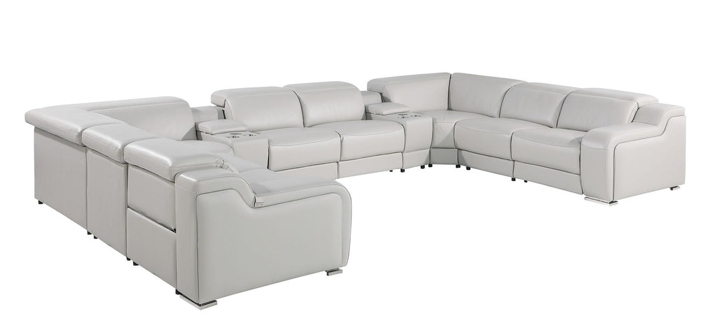 1116 Divanitalia 10-Piece U-Shaped Sectional Sofa in Top Grain Italian Leather with 4 Power Recliners & Power Headrests