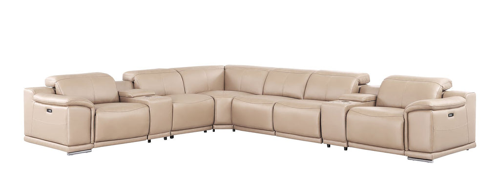2679 8-Piece L-Shaped Power Reclining Sectional Sofa in Genuine Leather - 4 Recliners