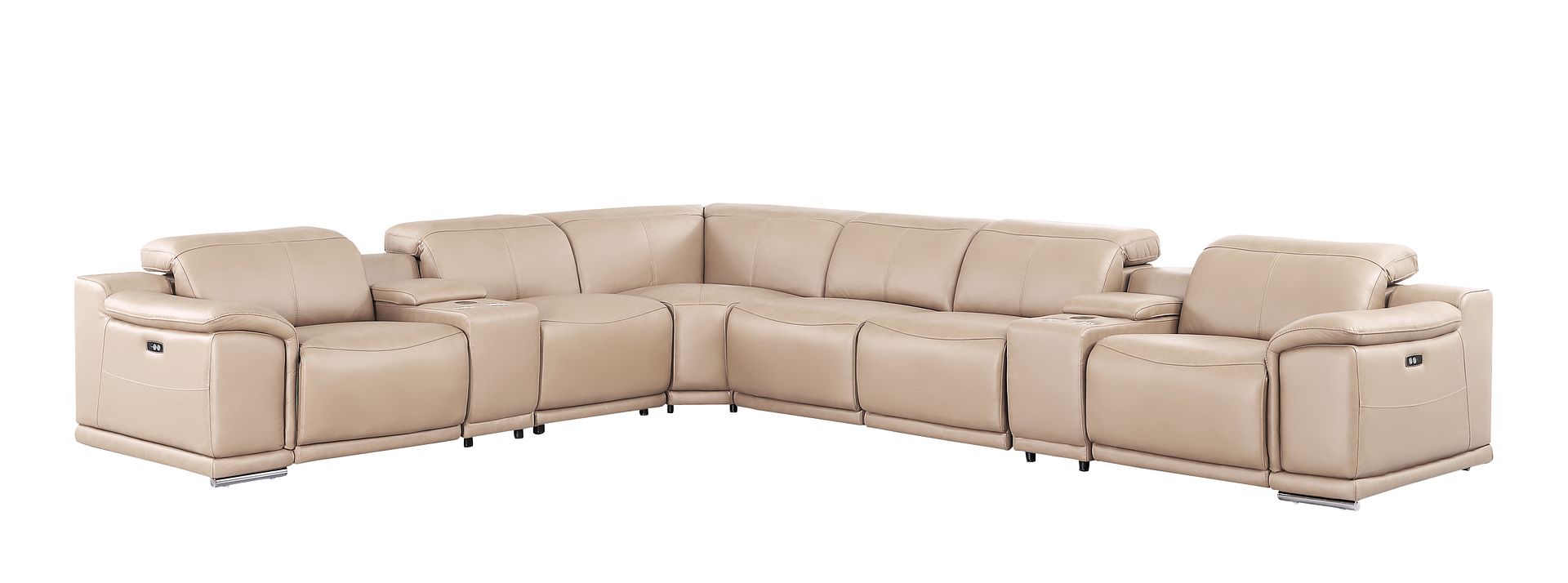2679 8-Piece L-Shaped Power Reclining Sectional Sofa in Genuine Leather - 4 Recliners