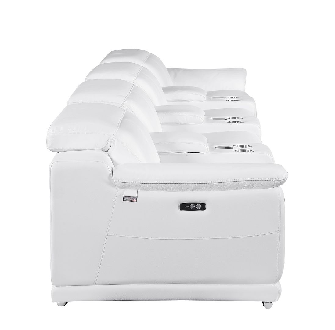 9762 Divanitalia 7-Piece Modular Top Grain Italian Leather Power Reclining Sofa with 4 Power Recliners