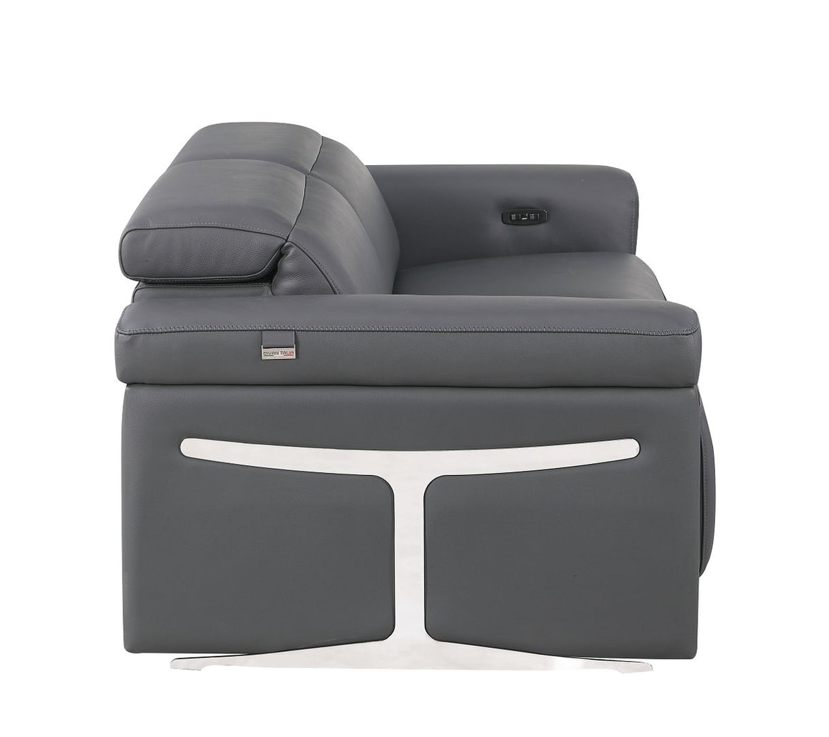 1126 Divanitalia 5-Piece Modular Power Reclining Sofa and Loveseat Set in Top Grain Italian Leather with 4 Power Recliners & Power Headrests - Dark Grey - SKU 1126-DK_GREY-5.4-HT-2PC - view 12
