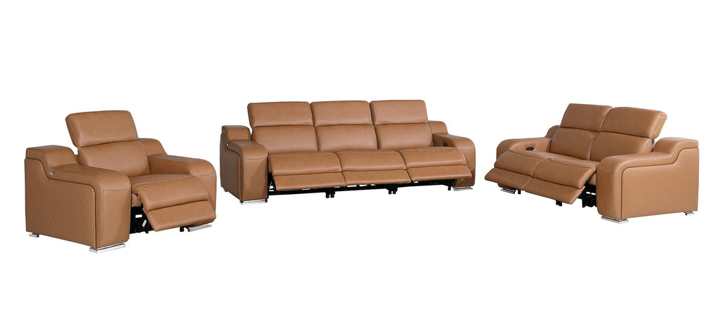 1116 Divanitalia 6-Piece Modular Power Reclining Sofa, Loveseat & Chair Set in Top Grain Italian Leather with 6 Power Recliners & Power Headrests - Cognac - SKU 1116-COGNAC-6.6-HT-3PC - view 4