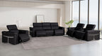 1126 Divanitalia 7-Piece Modular Power Reclining Sofa, Loveseat & Chair Set in Top Grain Italian Leather with 5 Power Recliners & Power Headrests - Black - SKU 1126-BLACK-7.5-HT-3PC - view 2