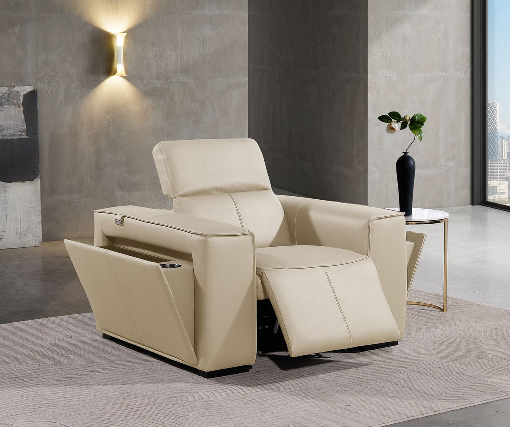 1126 Divanitalia Top Grain Italian Leather Power Reclining Chair with Power Headrests