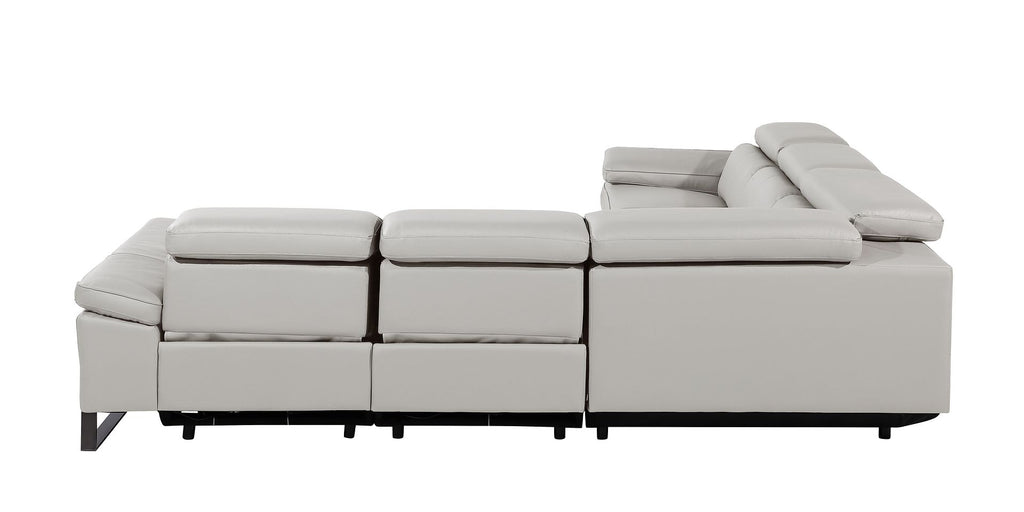 1246 Divanitalia 5-Piece L-Shaped Modular Power Reclining Sectional Sofa with Power Headrests - Top Grain Italian Leather