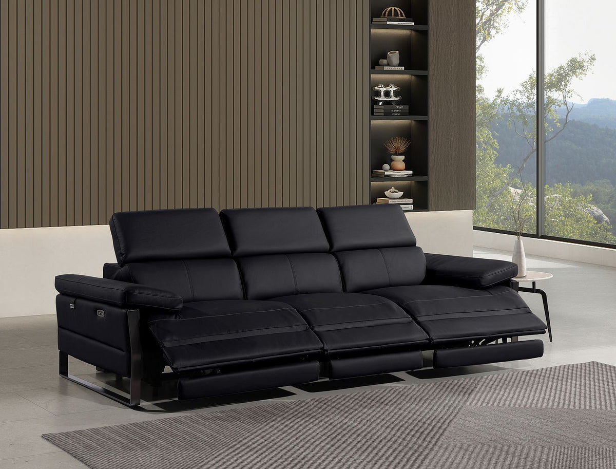 1246 Divanitalia Modular Power Triple Reclining Sofa with Power Reclining Headrests - Top Grain Italian Leather - Black - SKU 1246-BLACK-3.3-HT - view 2