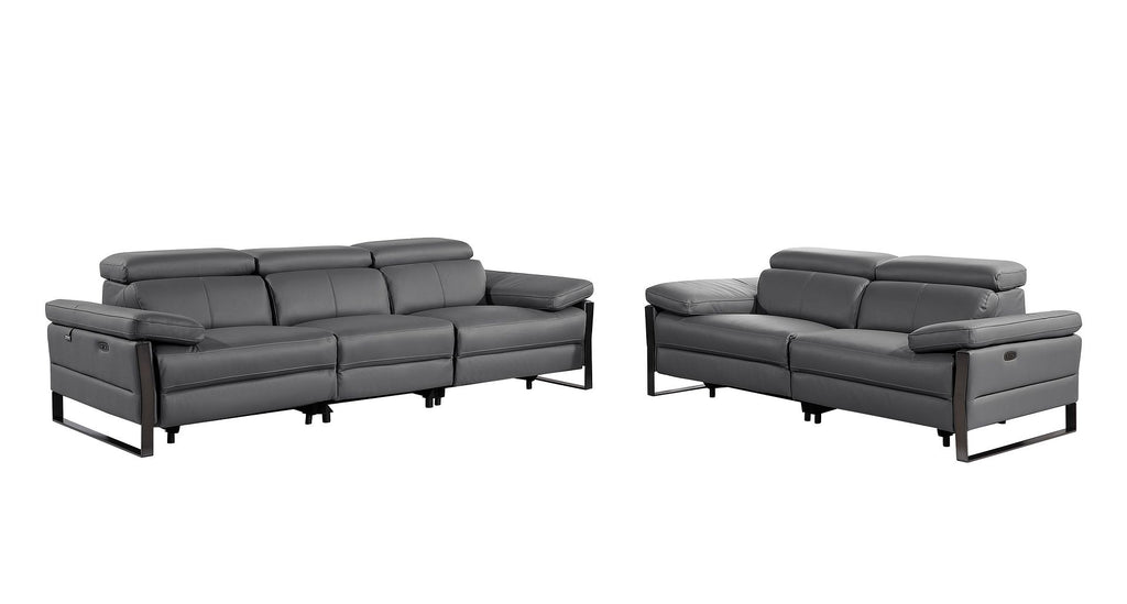 1246 Divanitalia Modular Power Dual Reclining Sofa and Loveseat Set with Power Headrests - Top Grain Italian Leather - Dark Grey - SKU 1246-DK-GREY-5.4-HT-2PC - view 3