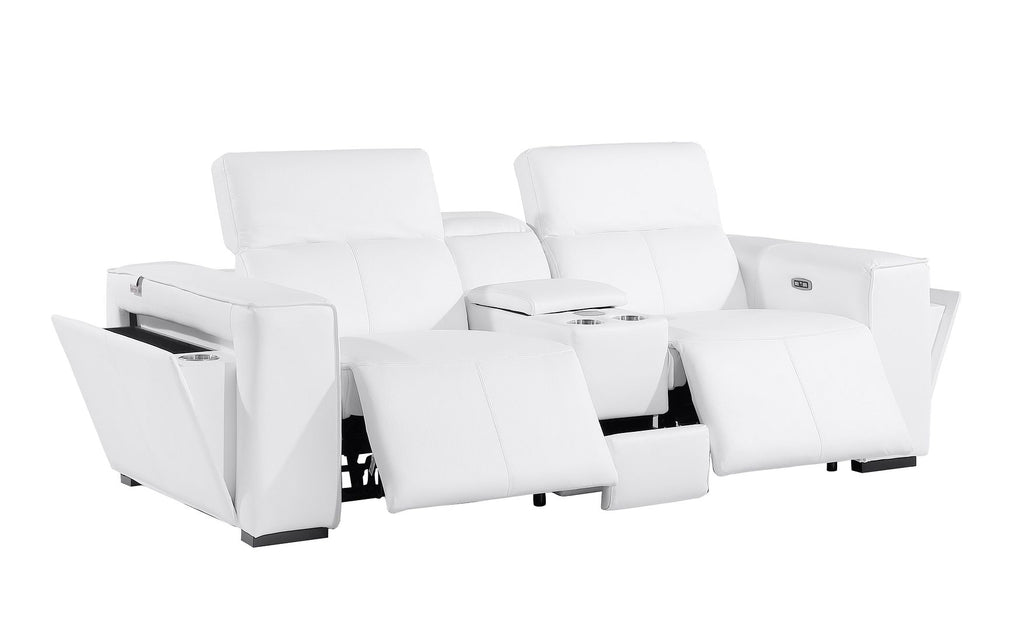 1224 Divanitalia 8-Piece Modular Power Reclining Sofa & Loveseat Set in Top Grain Italian Leather with 5 Power Recliners & Power Headrests - White - SKU 1224-WHITE-8.5-HT-2PC - view 7