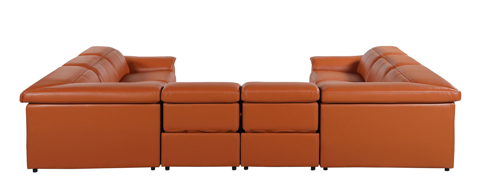 9762 Divanitalia 8-Piece U-Shaped Top Grain Italian Leather Sectional Sofa with 4 Power Recliners