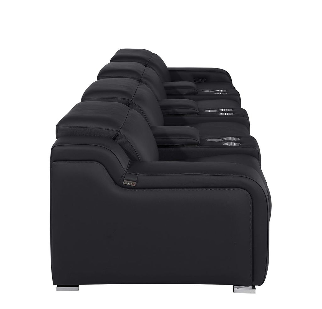 1116 Divanitalia 7-Piece Modular Power Reclining Sofa in Top Grain Italian Leather with 4 Power Recliners & Power Headrests - Black - SKU 1116-BLACK-S-7.4-HT - view 7